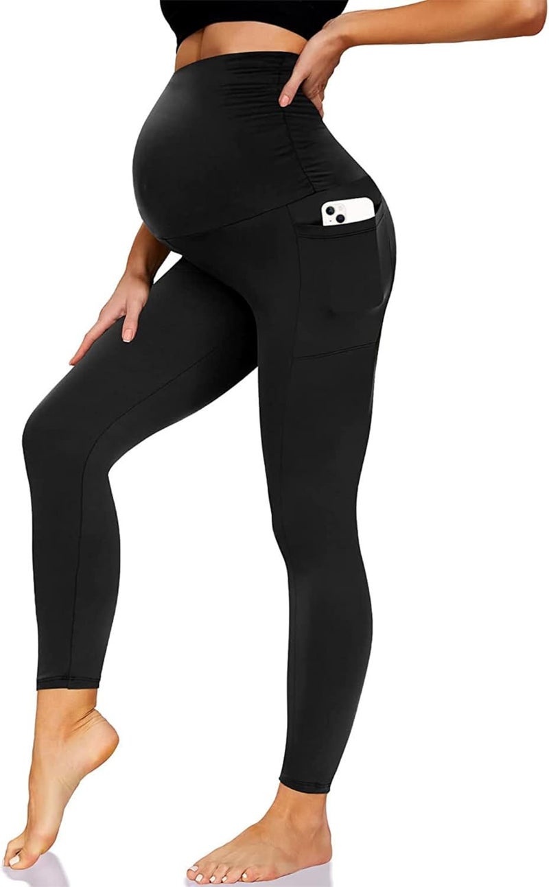 M2M STYLE Maternity Leggings with Pockets – Over-The-Belly Supportive Pregnancy Pants – Soft Stretchy & Squat-Proof for All-Day Comfort - Image 1